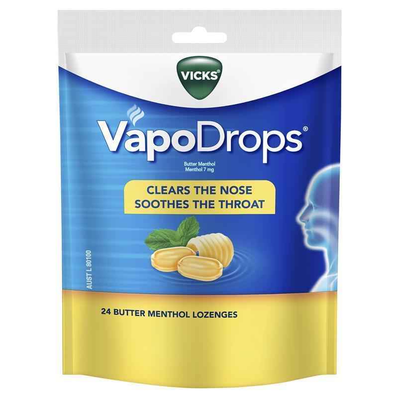 Vicks VapoDrops Butter Menthol Lozenges 24 Pack