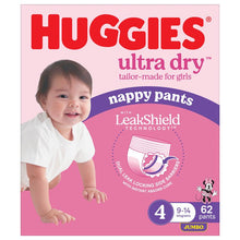 Huggies Ultra Dry Nappy Pants Girls Size 4 (9-14kg) 62 Pack