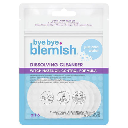 Bye Bye Blemish Dissolving Cleanser Water Activated Sheets 50 Pack
