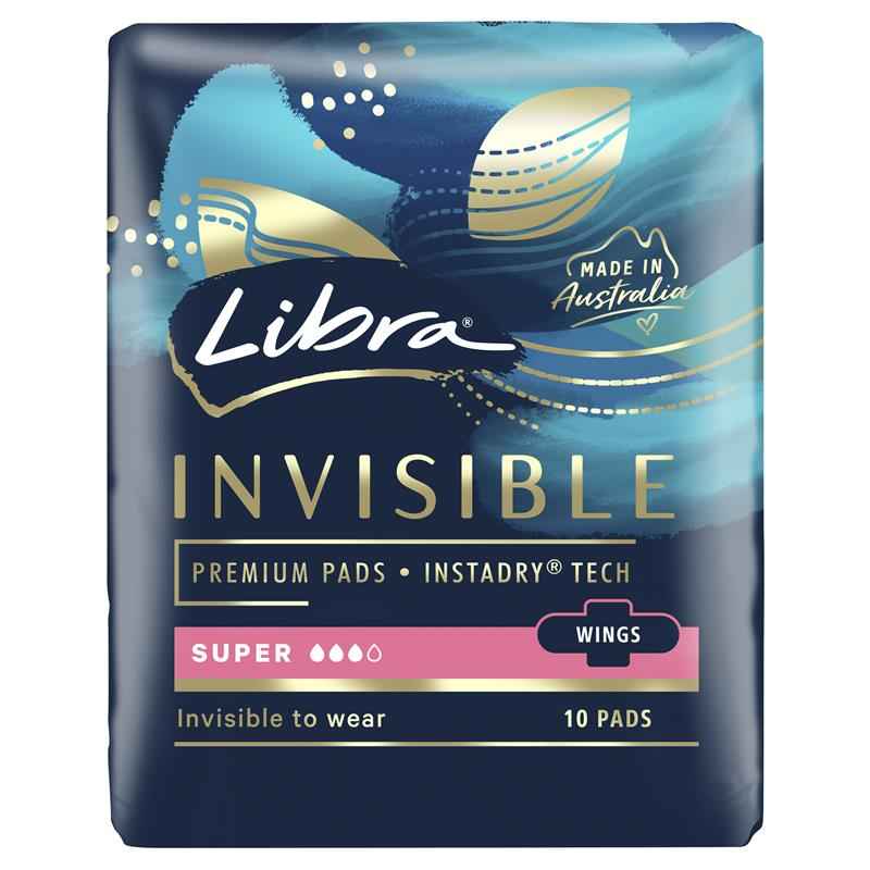 Libra Pads Invisible Body Fit with Wings Super 10
