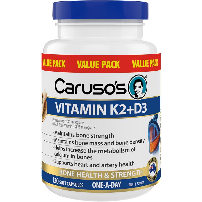 Carusos Vitamin K2 + D3 120 Capsules Exclusive Size