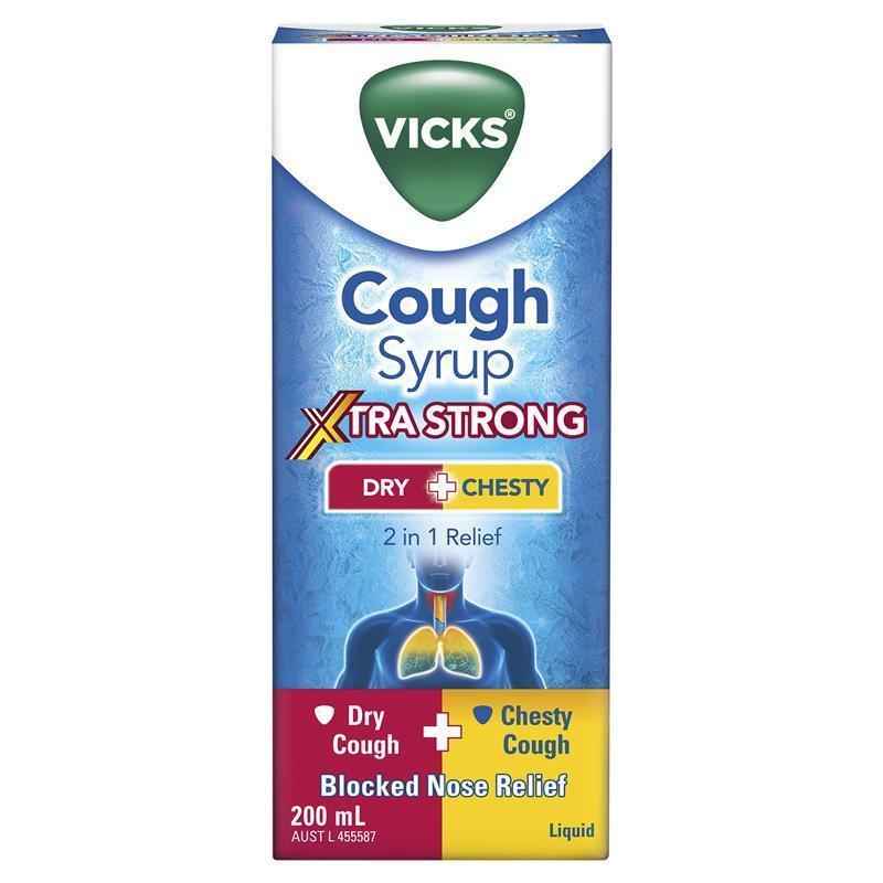 Vicks Cough Syrup Xtra Strong Dry + Chesty 200ml