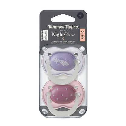 Tommee Tippee NightGlow Soother 0-6 Months 2 Pack Assorted Colours