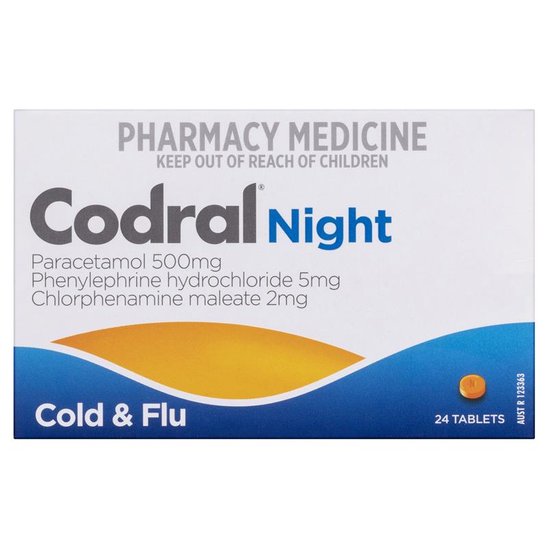 Codral Nightime Cold & Flu 24 Tablets