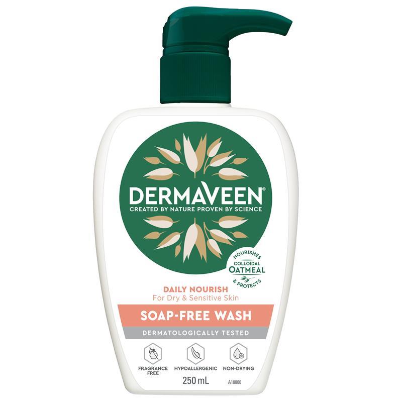 DermaVeen Daily Nourish Soap-Free Wash for Dry & Sensitive Skin 250mL