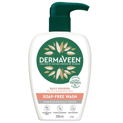 DermaVeen Daily Nourish Soap-Free Wash for Dry & Sensitive Skin 250mL
