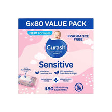 Curash Babycare Fragrance Free Wipes 6 x 80