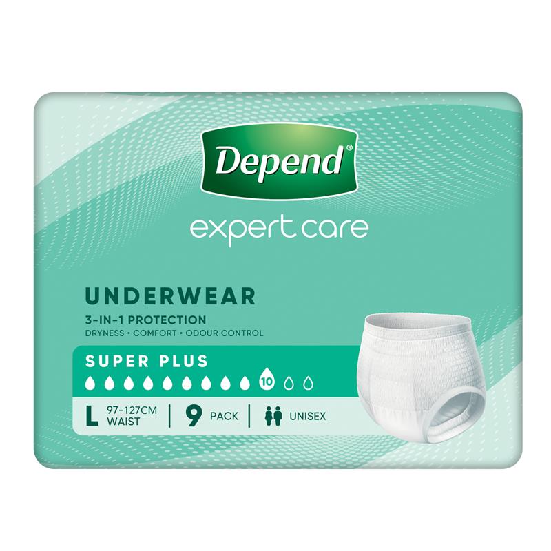 Depend Expert Care Incontinence Underwear Super Plus Large 9 Pack