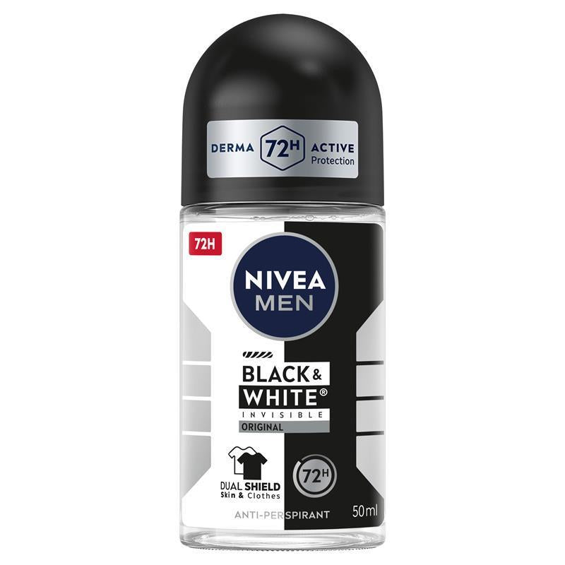NIVEA MEN Black & White Invisible Roll On Deodorant 72H Protection 50ml