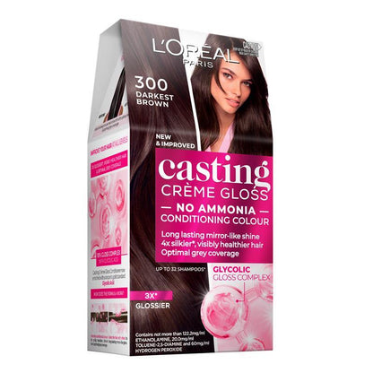 L'Oreal Paris Casting Creme Gloss Semi-Permanent Hair Colour - 300 Darkest Brown (Ammonia Free) - GimmeNow