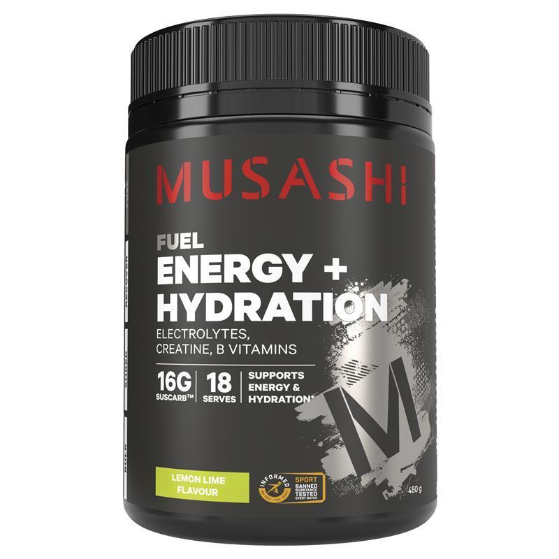 Musashi Energy + Hydration Lemonlime Flavour 450g