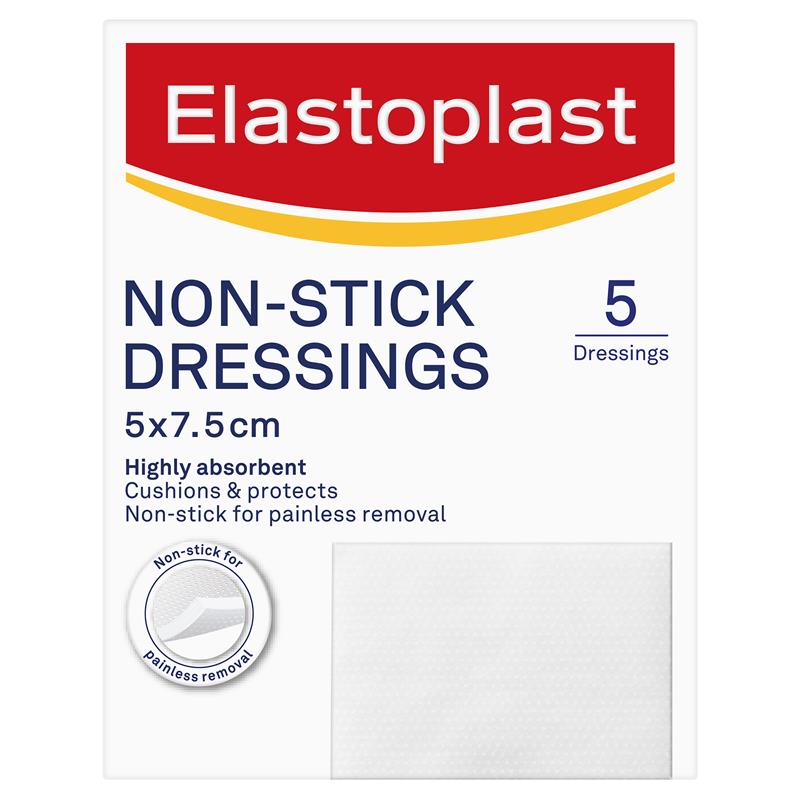 Elastoplast 21100 Non-Stick Wound Dressing 7.5cm x 5cm 5 Pack - GimmeNow