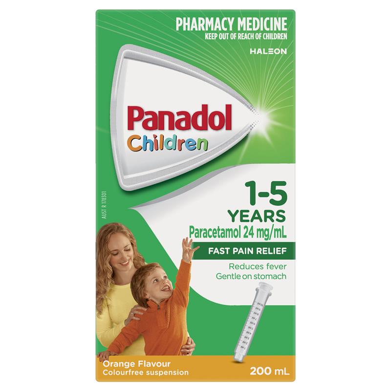 Panadol Children 1-5 Years Suspension Fever & Pain Relief Orange Flavour 200ml