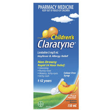 Children's Claratyne Allergy & Hayfever Relief Syrup For Kids Peach Flavour 150mL