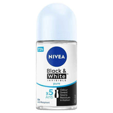 NIVEA Black & White Invisible Pure Roll On Deodorant 72H Protection 50ml