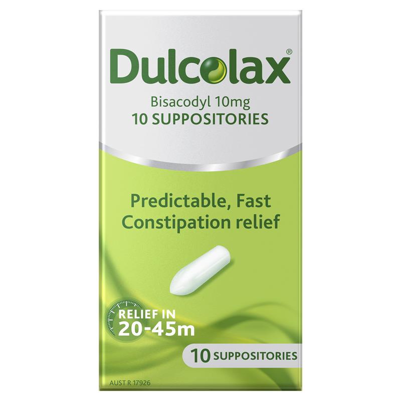 Dulcolax Laxatives Suppositories for Constipation Relief 10 Pack