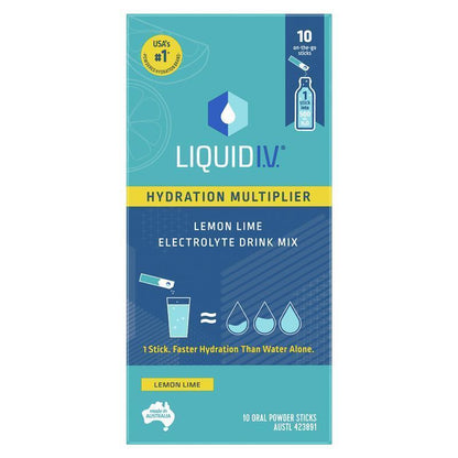 Liquid IV Hydration Lemon Lime 10 Sachets - GimmeNow