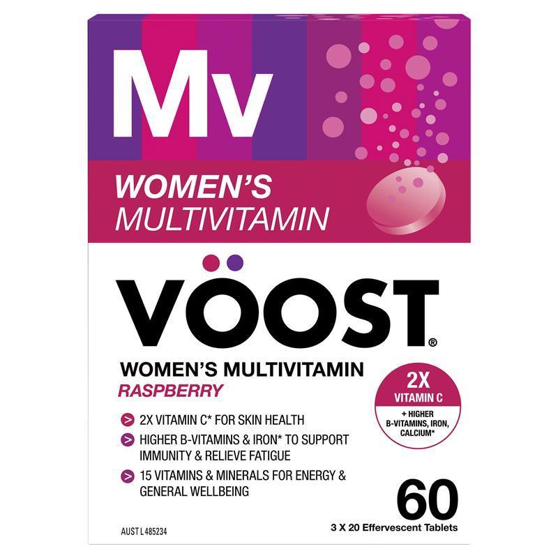 Voost Womens Multivitamin Raspberry Effervescent Tablets 60 Pack Exclusive Size