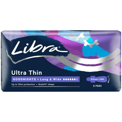 Libra Goodnights Pads Ultra Thin Long & Wide 6 Pack