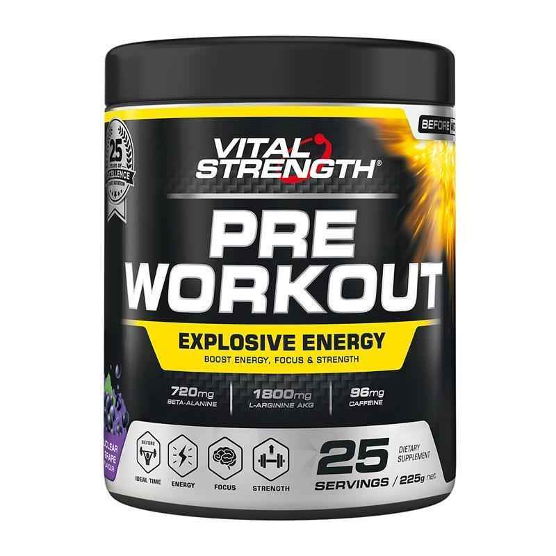 Vital Strength Pre Workout Powder Nuclear Grape 225g