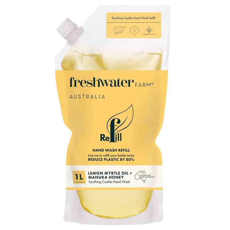Freshwater Farm Hand Wash Lemon Myrtle + Manuka Honey Pouch refill 1 Litre