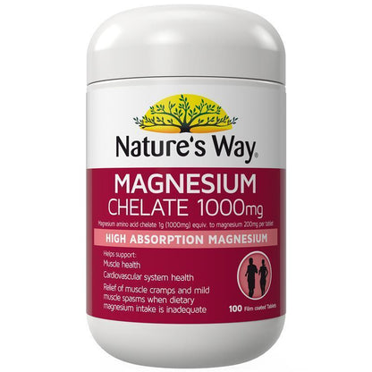 Nature's Way Magnesium Chelate 1000mg 100 Tablets