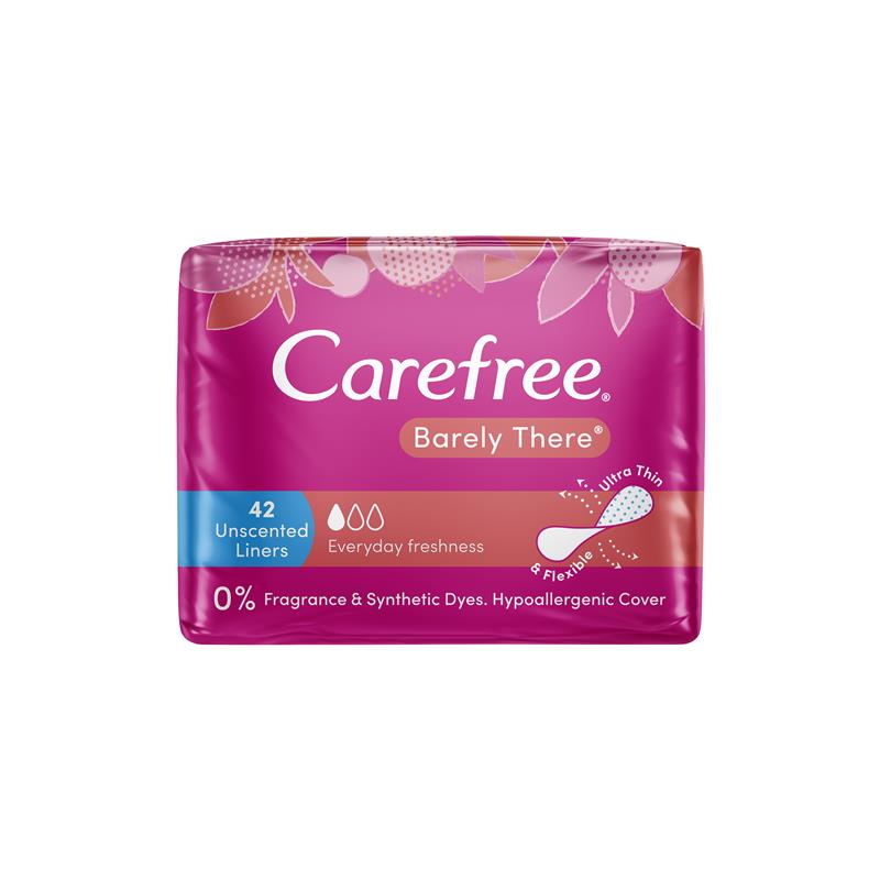 Carefree Barely There Unscented Panty Liners 42 Pack