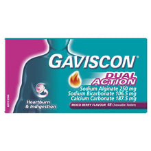 Gaviscon Dual Action Chewable Tablets Heartburn and Indigestion Relief Mixed Berry 48 Pack - GimmeNow