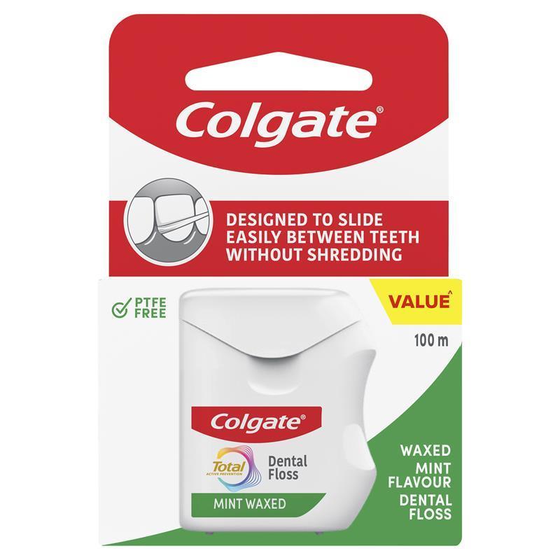Colgate Dental Floss Total Mint Waxed 100m