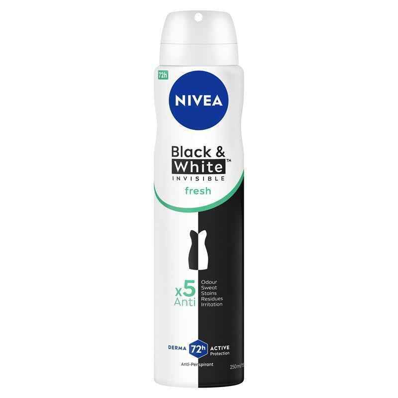 NIVEA Black & White Fresh Aerosol Deodorant 72H Protection 250ml