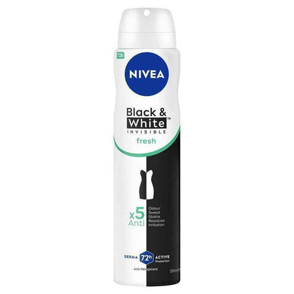 NIVEA Black & White Fresh Aerosol Deodorant 72H Protection 250ml