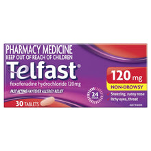 Telfast Hayfever Allergy Relief 120mg Antihistamine Tablets Non-Drowsy - 30 Pack