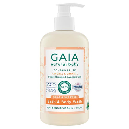 Gaia Natural Baby Bath & Body Wash 500ml Pump