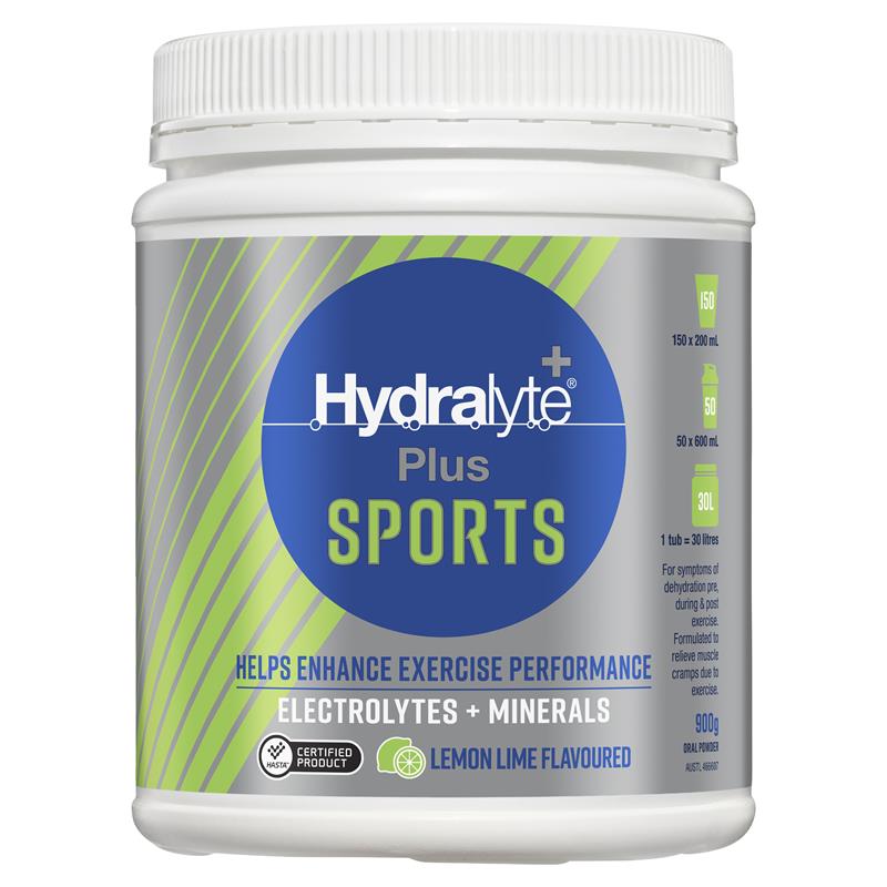 Hydralyte Plus Sports Lemon Lime Flavoured Powder 900g