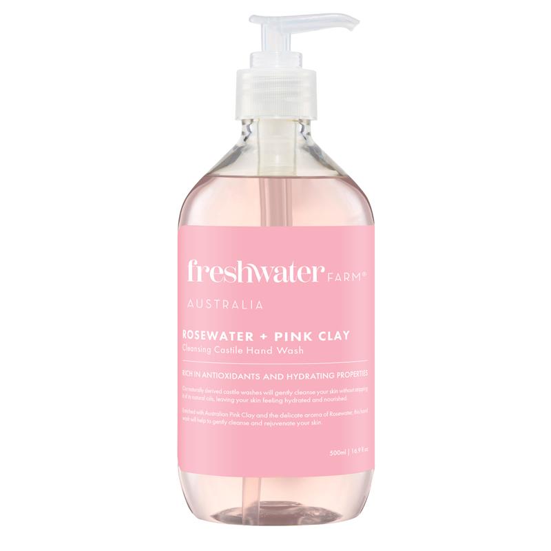 Freshwater Farm Australia Rosewater + Pink Clay Cleansing Castile Hand Wash 500ml