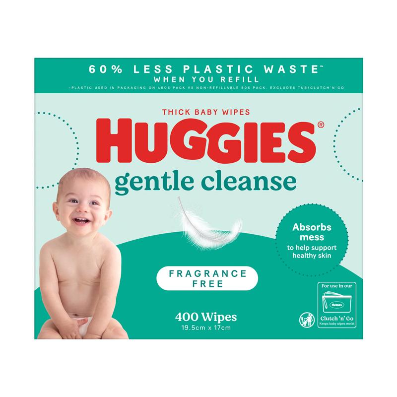 Huggies Gentle Cleanse Baby Wipes Fragrance Free 400 Pack