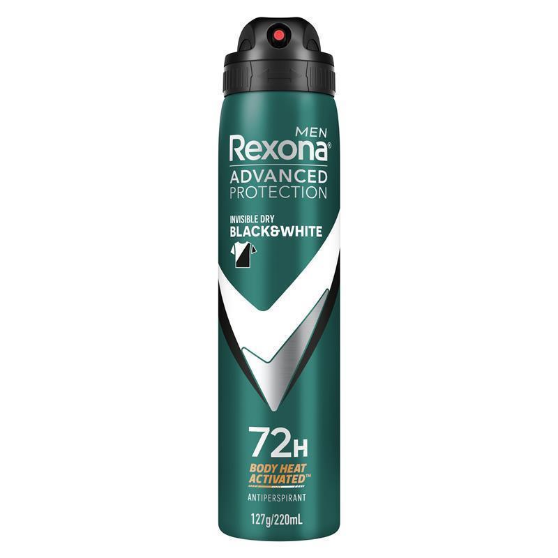 Rexona Men Advanced Antiperspirant Aerosol Invisible Dry Black & White 220ml