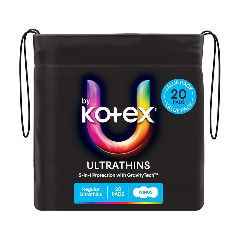 U by Kotex Ultrathin Pads Regular with Wings 20 Pack