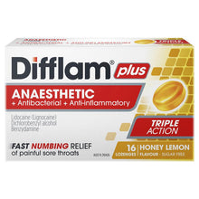 Difflam Plus Anaesthetic Sugar Free Honey And Lemon 16 Lozenges