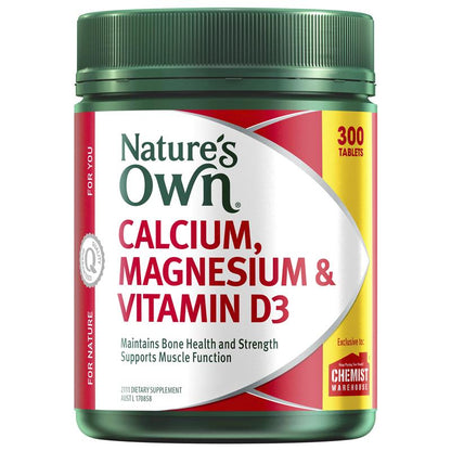 Nature’s Own Calcium, Magnesium & Vitamin D3 300 Tablets Value Pack Exclusive Size