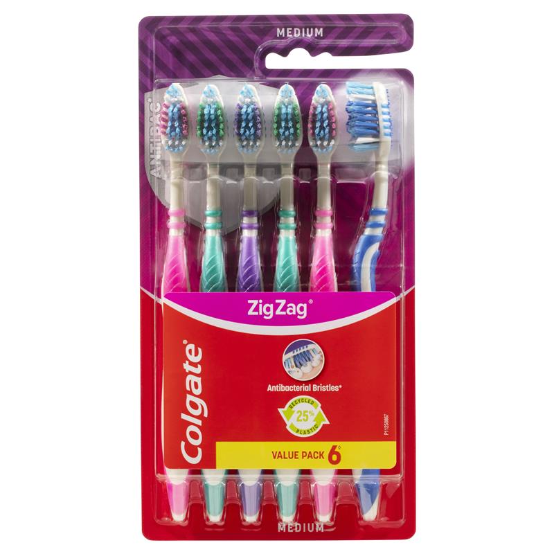 Colgate Zig Zag Deep Interdental Clean Toothbrush Medium Value 6 Pack - GimmeNow