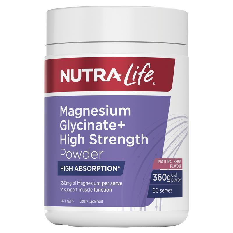 Nutra-Life Mag Glycinate High Strength Berry Powder 360g Exclusive Size