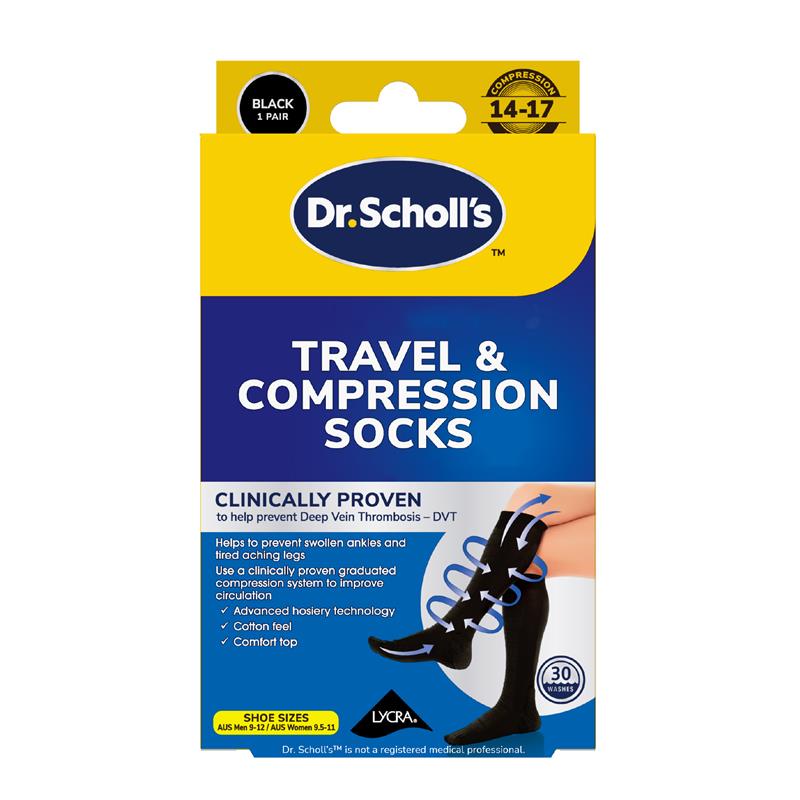Scholl Travel and Compression Socks Black Large