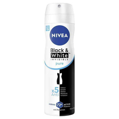 NIVEA Black & White Invisible Pure Aerosol Deodorant 72H Protection 150ml
