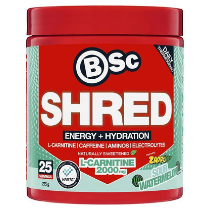BSc Energy Shred + Hydration Powder Zappo Sour Watermelon 275g