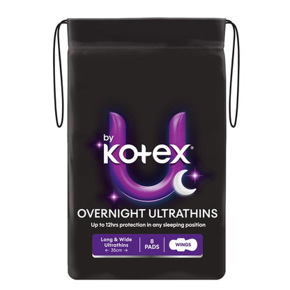 U by Kotex Ultrathin Overnight Pads Long with Wings 8 Pack