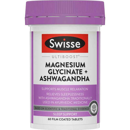 Swisse Ultiboost Magnesium Glycinate + Ashwagandha Night 60 Tablets