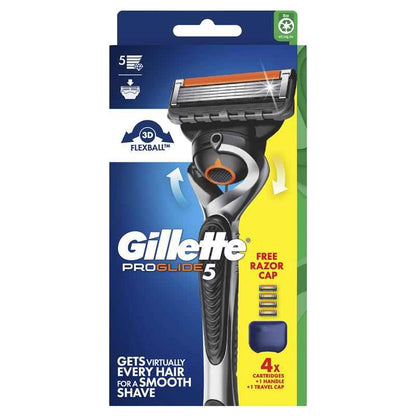 Gillette Proglide Manual Razor + 4 Blade Refills Starter Kit