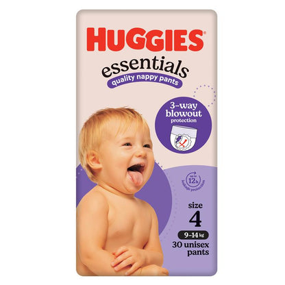 Huggies Essentials Nappy Pants Size 4 (9-14kg) 30 Pack