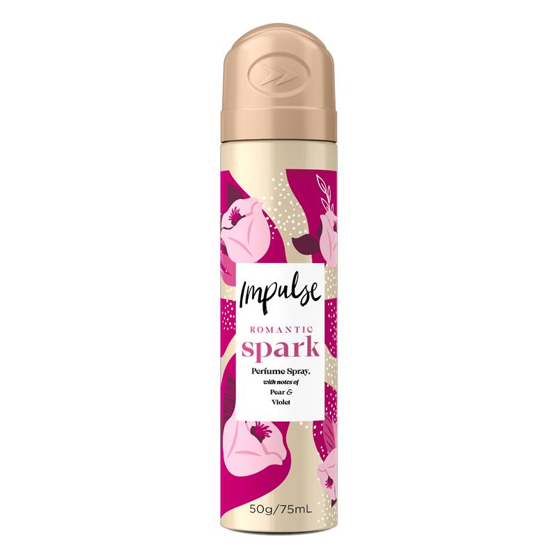 Impulse Women Body Spray Aerosol Deodorant Romantic Spark 75ml